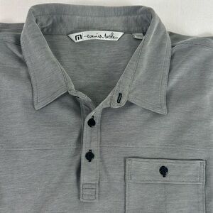 Travis Mathew Pocket Polo Shirt Grey Black Pima  Cotton Blend Men’s Size XXL EUC